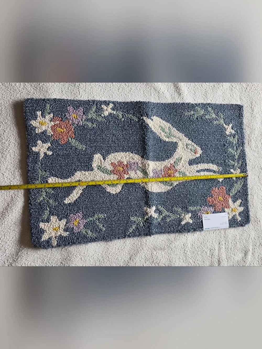 New Floral Leaping Easter Bunny Hook Accent Rug, 18x30, Home decor accent